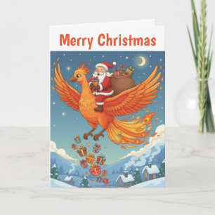 Carte Père Noël volant Noël