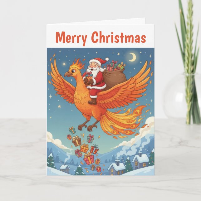 Carte Père Noël volant Noël (Devant)