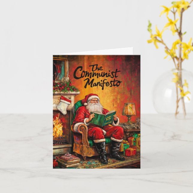 Carte Père Noël Xmas communiste (Fleur jaune)