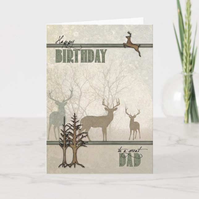 Carte Père's Birthday Woodland Forest Deer (Devant)