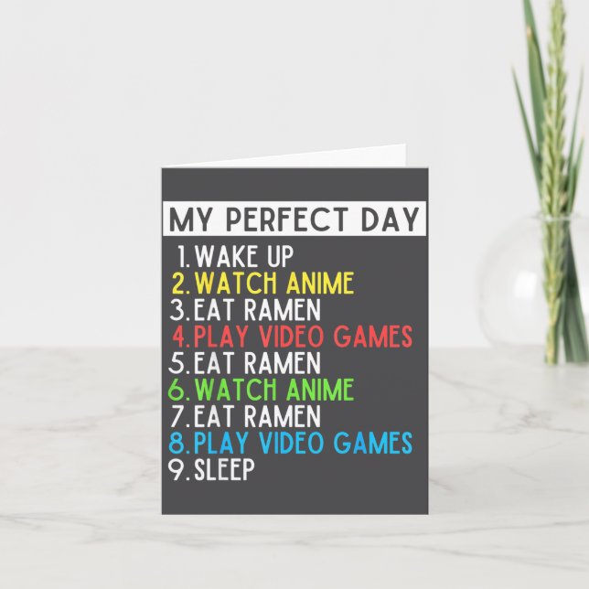 Carte Perfect Day Anime Gaming Ramen Lover Funny Eat Sle (Devant)