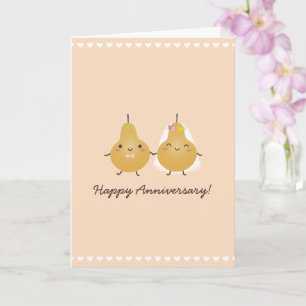 Carte Perfect Pear Cute Cartoon Couple Joyeux Anniversai