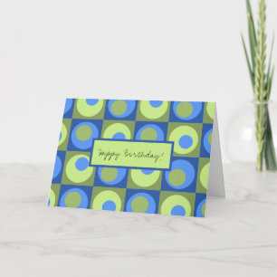 Carte Periwinkle Blue Green Joyeux Anniversaire Motif