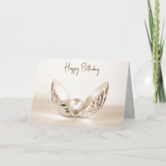 Carte perle d'anniversaire en coquille d'huître