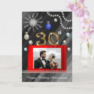 Carte Perles 30e anniversaire à Noël 2 photos
