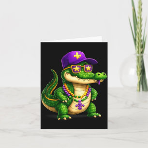 Carte Perles de Fun Mardi Gras d'Alligator Célébration d