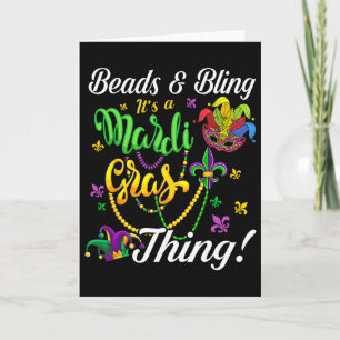 Carte Perles et Bling C'est une chose de Mardi Gras Carn