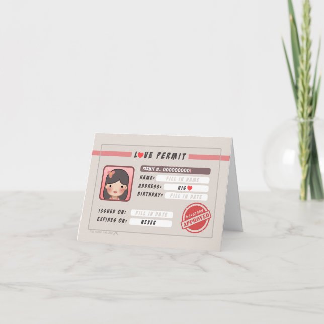 Carte Permis d'amour HJ-Story - Fille (Devant)