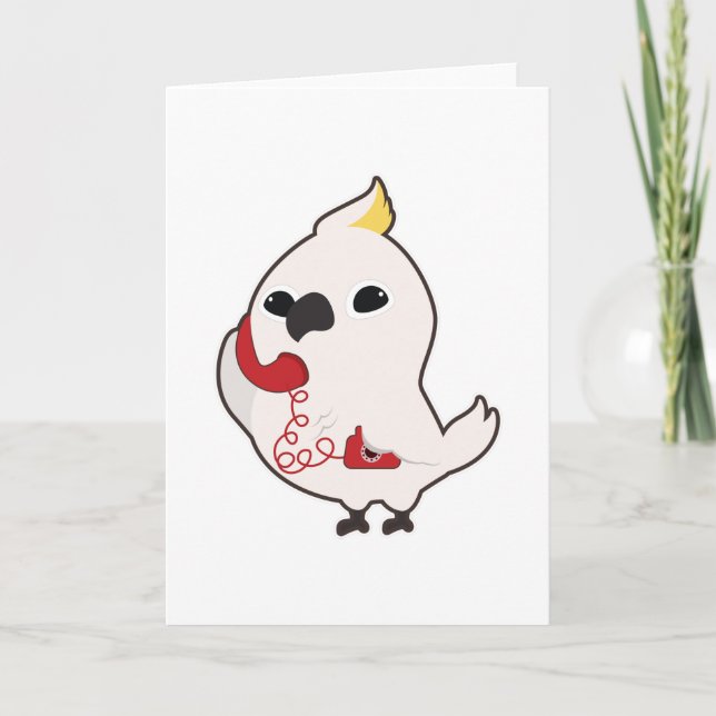 Carte Perroquet au téléphone avec combiné téléphonique (Devant)