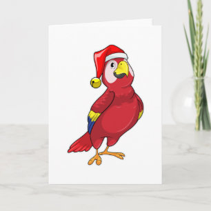 Carte Perroquet avec chapeau de Père Noël