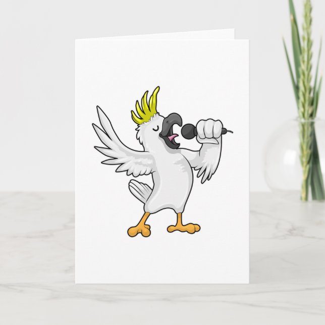 Carte Perroquet chanteur avec microphone (Devant)