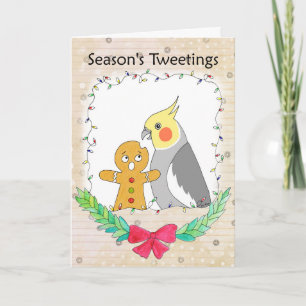 Carte Perroquet Cockatiel Gris Normal avec Cookie Drôle
