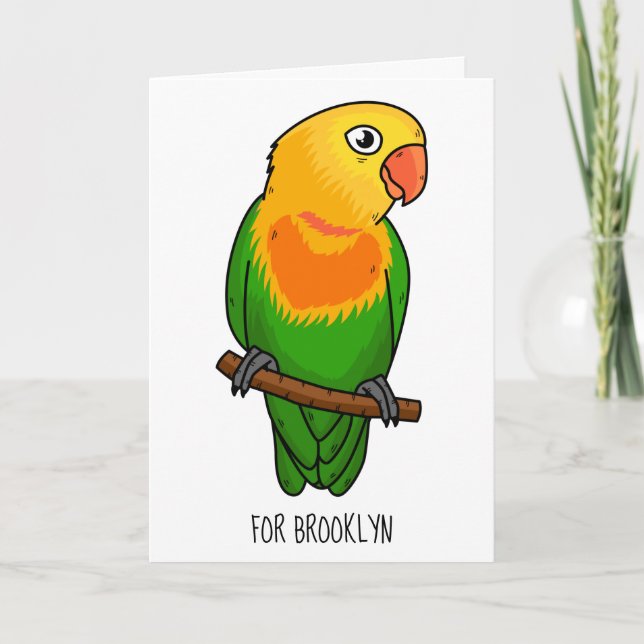 Carte Perroquet de caricature mignon lovebird (Devant)