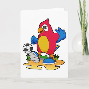 Carte Perroquet footballeur avec ballon de foot