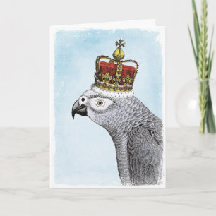 Carte Perroquet gris avec couronne royale