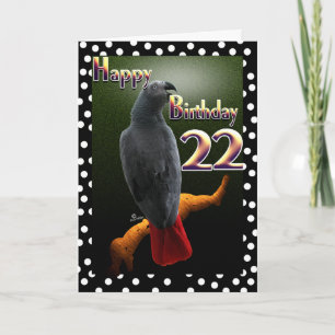 Carte Perroquet gris du Congo taches à pois 22e annivers