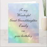 Carte Personalised Great Granddaughter Birthday<br><div class="desc">Beautiful Personalised Happy Birthday Great Granddaughter Greeting Card.</div>