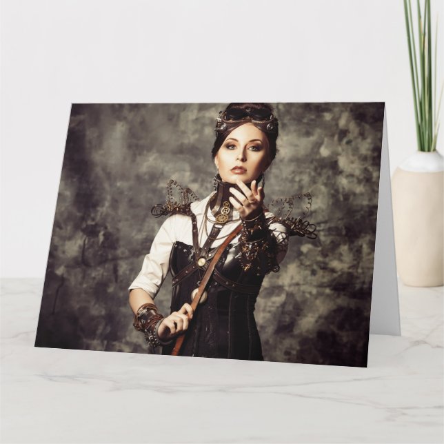 Carte Personalised Greeting Card - Steampunk Art 'Tame' (Devant)