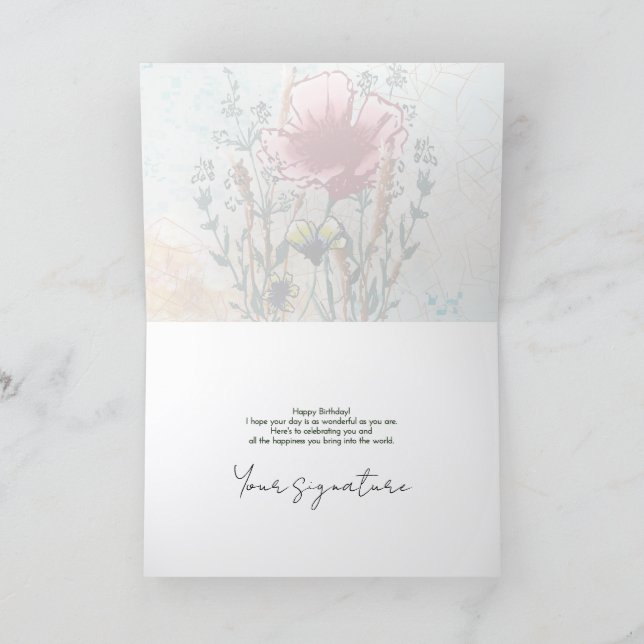 Carte Personalize Artistic Wildflower Birthday Card (Intérieur)