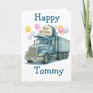 Carte Personalized 1st Birthday Semi Truck Card
