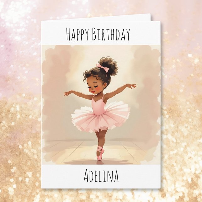 Carte Personalized Ballerina Birthday + Coloring Page (Créateur téléchargé)