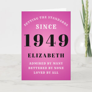Carte Personalized Birthday 1949 Add Your Name Pink Cute