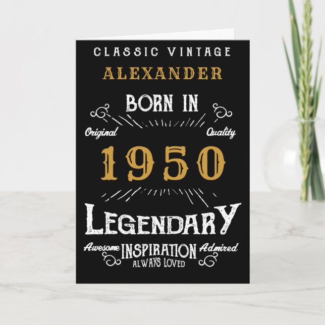 Carte Personalized Birthday 1950 Add Your Name Legendary (Devant)