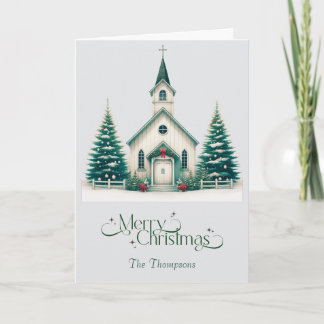 Carte Personalized Church Scene Christmas Card