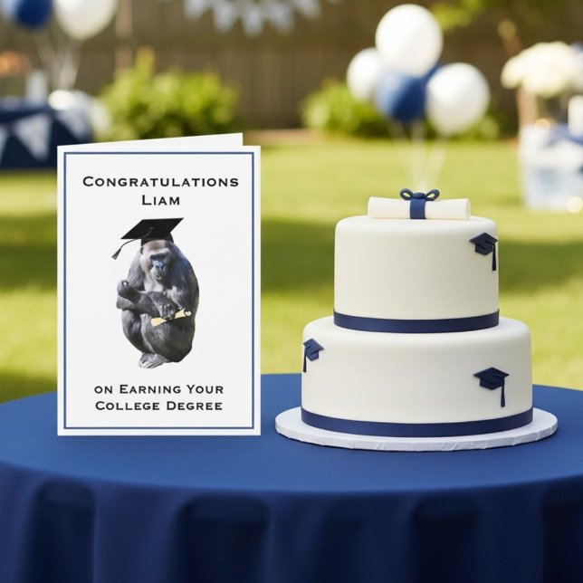 Carte Personalized Congratulations Degree Funny Gorilla (Créateur téléchargé)
