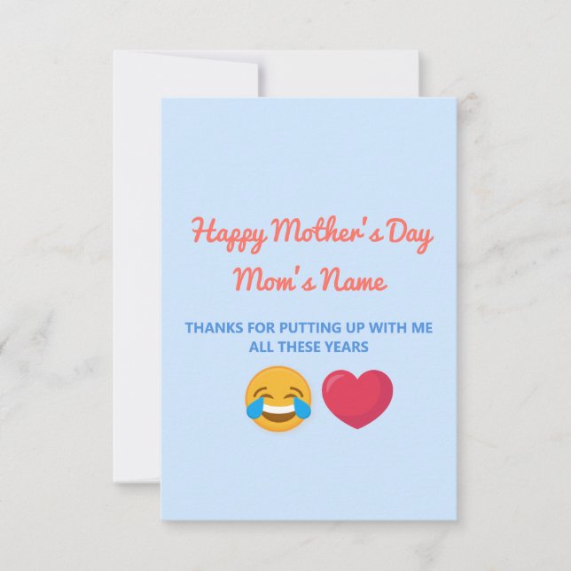 Carte Personalized Funny Happy Mothers Day Greeting (Devant)