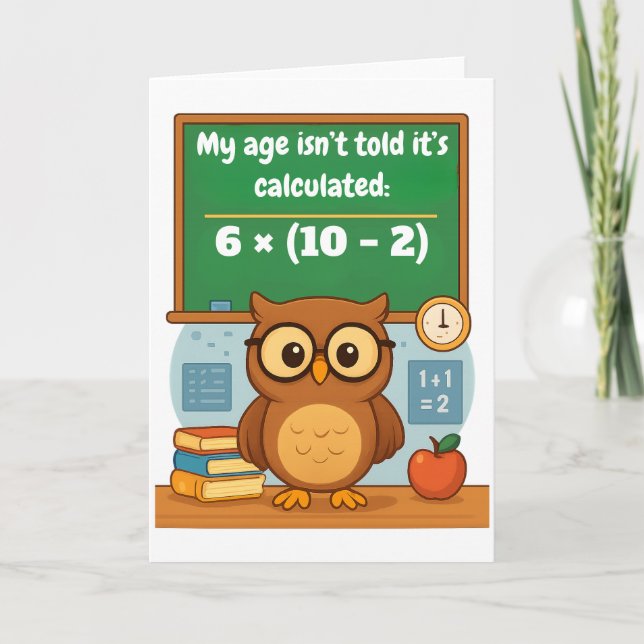 Carte Personalized Funny Math Lover Humor Owl Birthday  (Devant)