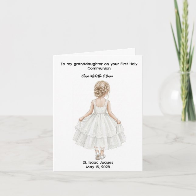 Carte Personalized Girls First Holy Communion  Card (Devant)