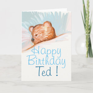 Carte Personalized Happy Birthday card with teddy bear