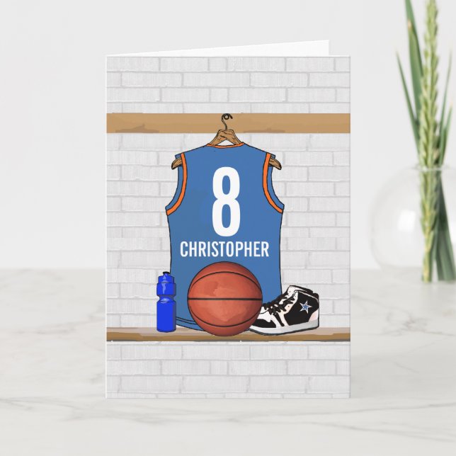 Carte Personalized Light Blue Orange Basketball Jersey (Devant)