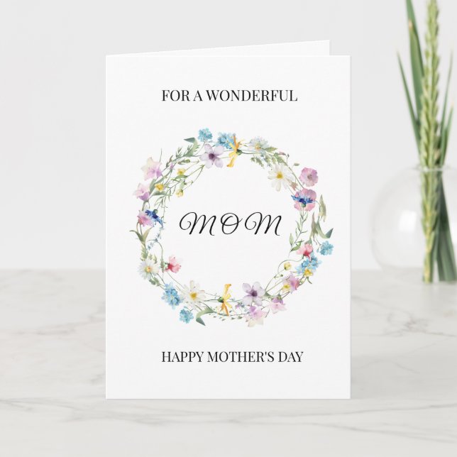 Carte Personalized Mom Mother's Day Floral Wreath  (Devant)