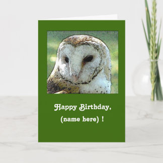 Carte Personalized Owl Hooting Birthday Card