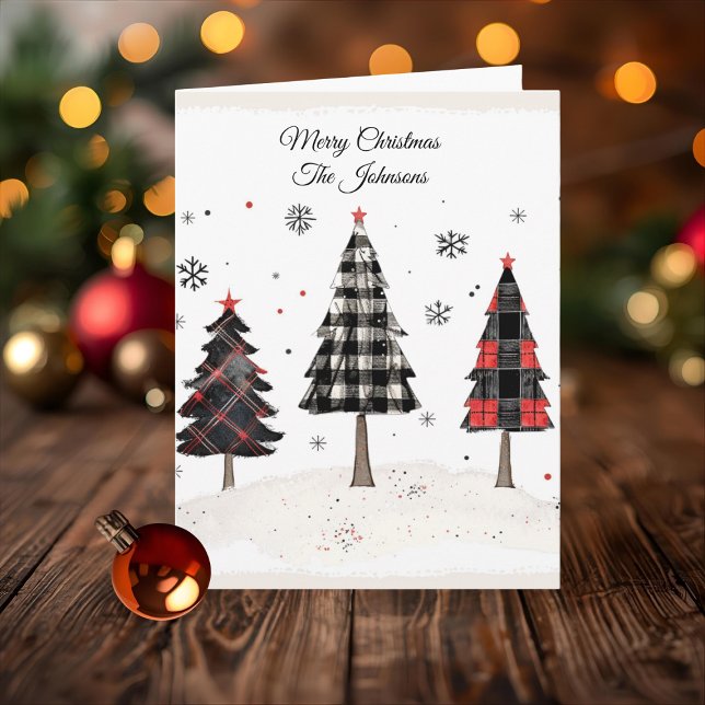 Carte Personalized Plaid Christmas Tree Family Name  (Créateur téléchargé)