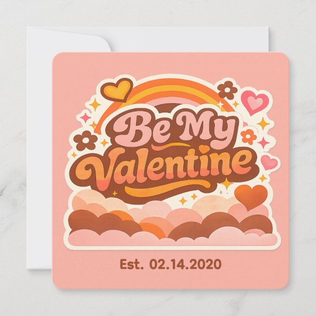 Carte Personalized Retro Groovy Love Editable Date & Mes (Devant)