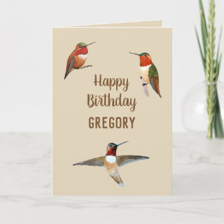 Carte Personalized Rufous Hummingbirds Birthday Card