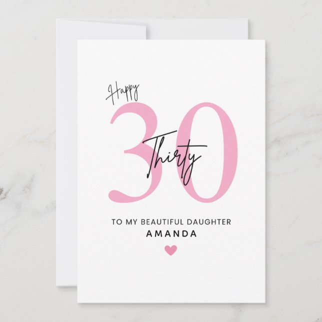 Carte Personalized Simple Daughter 30th Birthday Card (Devant)