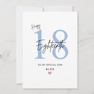 Carte Personalized Simple Son 18th Birthday Card