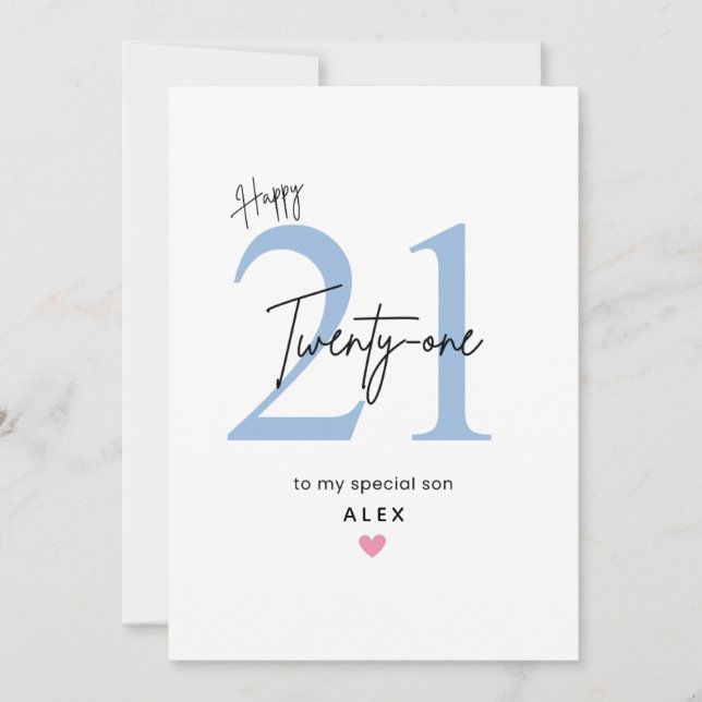Carte Personalized Simple Son 21st Birthday Card (Devant)
