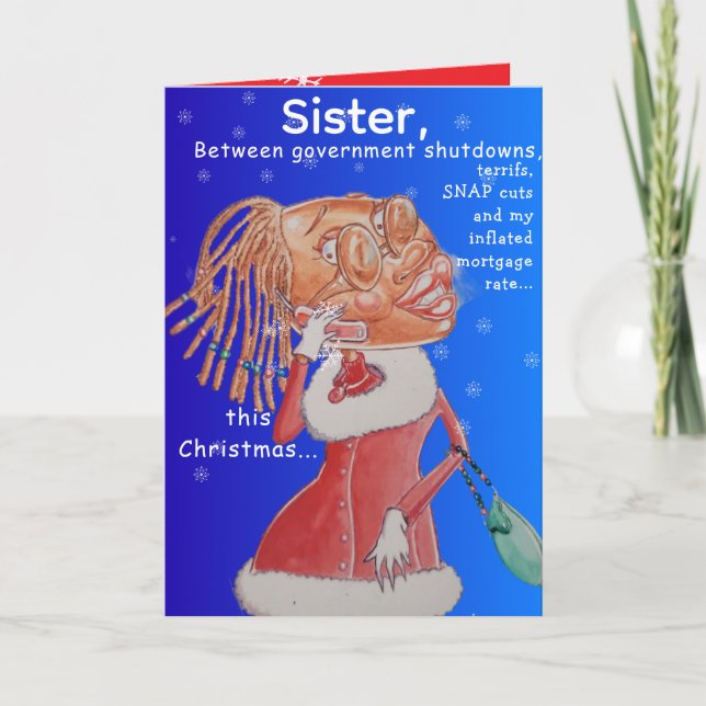 Carte Personalized Sisters Christmas Economics Greeting (Devant)