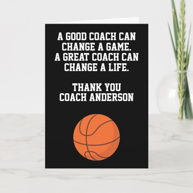 Carte Personalized Thank You Basketball Coach From Team (Devant)