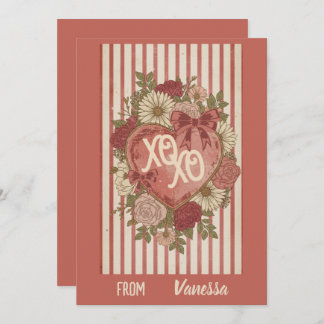 Carte Personalized Vintage XO XO Valentine Card