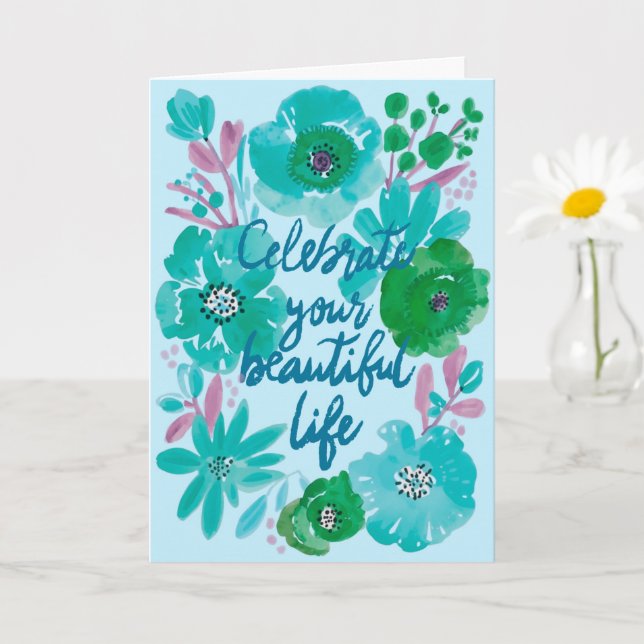 Carte Personalized Watercolor Floral Birthday Card  (Petite plante)