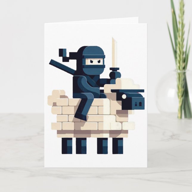 Carte Personnage de pixel art de style bloc de ninja che (Devant)