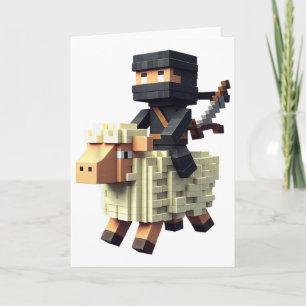 Carte Personnage de pixel art de style block ninja cheva
