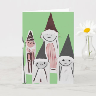 Carte Personnages de Noël mignons dessinés à la main