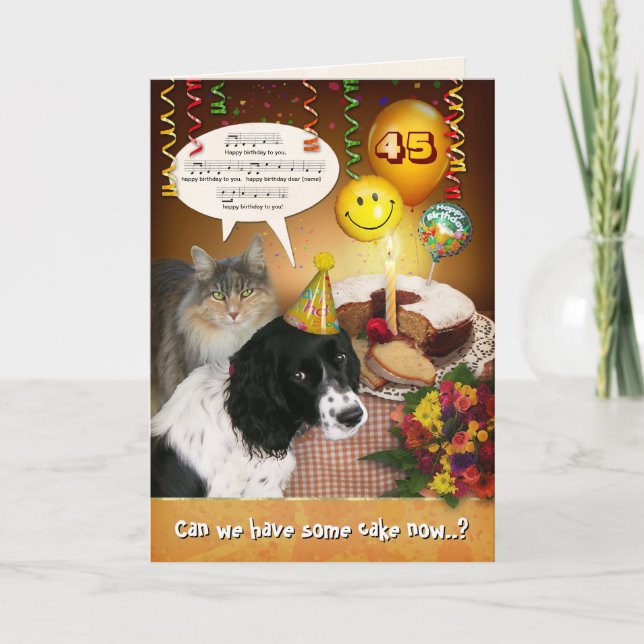 Carte (Personnalisable) Anniversaire avec Animaux (Devant)